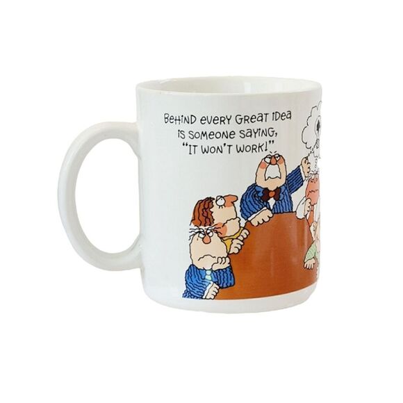 Hallmark "Behind Every Great Idea Is Someone saying, It Won't Work!" Coffee Mug - Picture 1 of 5